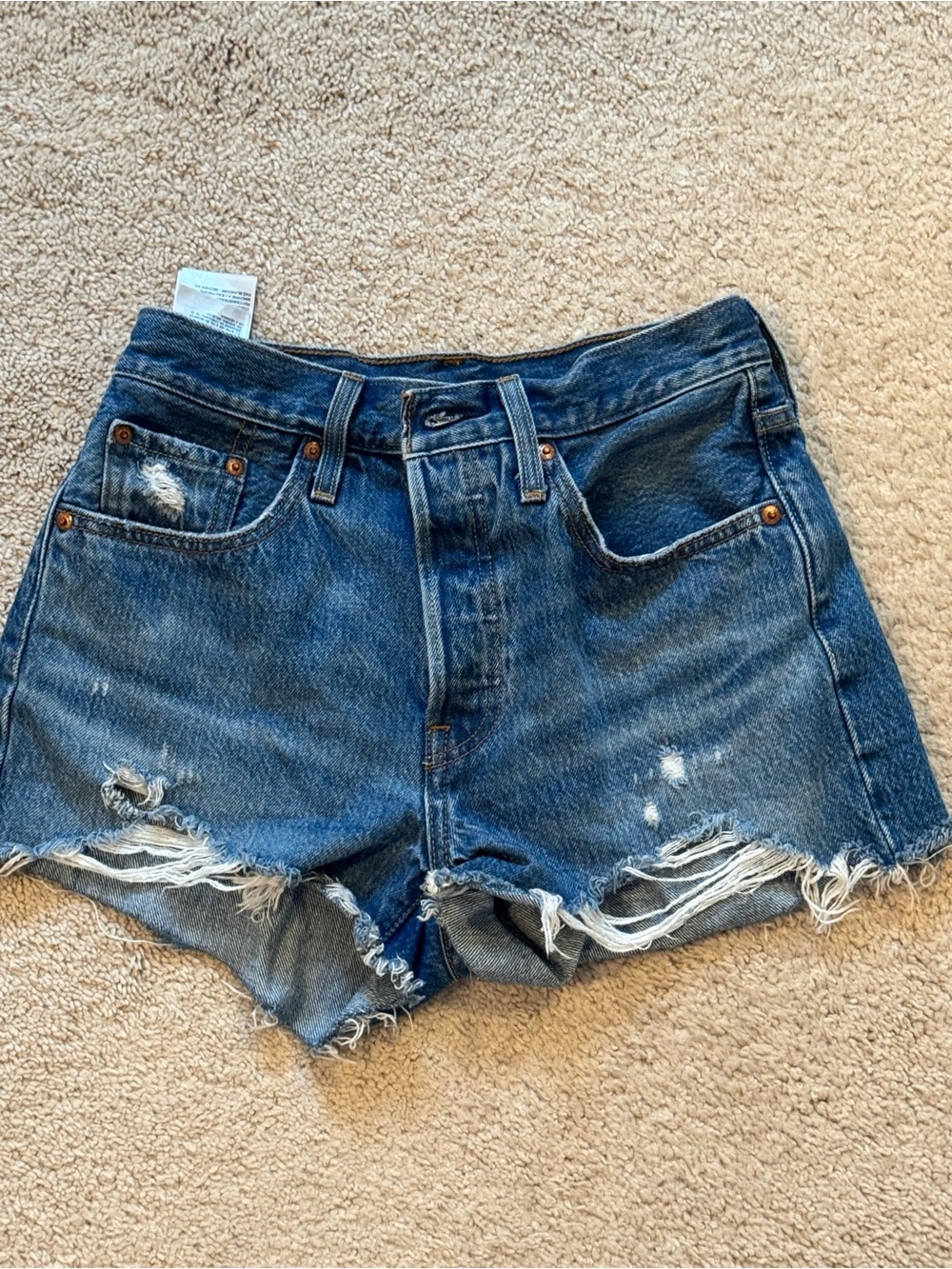 Levi’s 501 Blue Distressed Denim Shorts - Women's